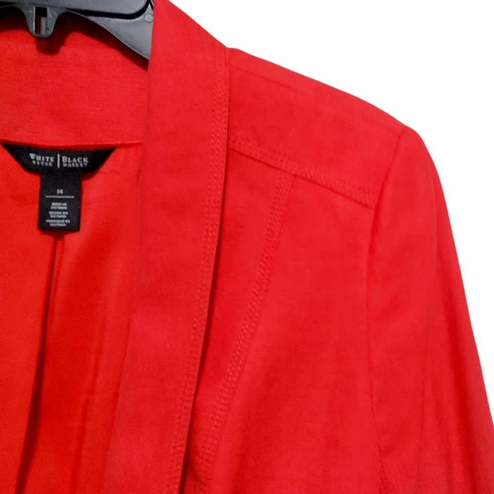 White House Black Market Coral Open Front 3/4 Sleeve Blazer Women's Size 14